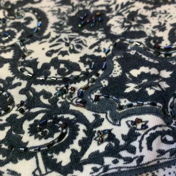 NIKKY NWOT 100% Midweight Cotton Short Sleeve T-shirt  w Beads & sparkle sequins - Picture 7 of 7